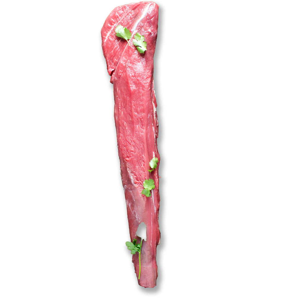 Single whole cut of Kentucky grass-fed Rose Veal tenderloin, lean and delicate, perfect for fine dining recipes.